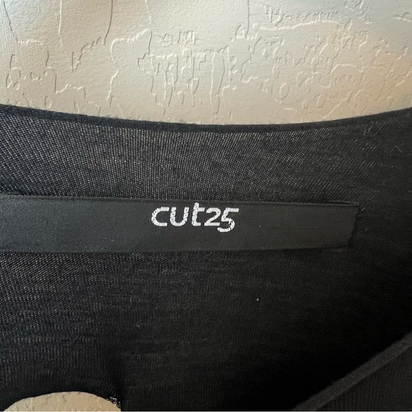 Cut 25 by Yigal Azrouel tunic top, cut out back, long sleeve, asymmetric, black - Picture 3 of 13